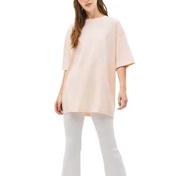 Základní Dlouhou Tričko Ženy Letní Bílá Černá Růžová Vintage Bavlněné Baggy Velké Volné Topy Plus Velikost Nadrozměrných