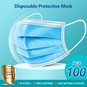 Ústa Masky Jednorázové Mascarillas 10/50/100 Ks 3-vrstva Anti-DustNon Tkané Meltblown Látkové Masky Pružná Ušní Smyčka Maska na Obličej