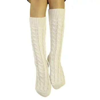 Úžasné Oct 27 Zimní Teplé Jednobarevné Ženy Dívka Dlouhý Pletený Dlouhý Boot Ponožky