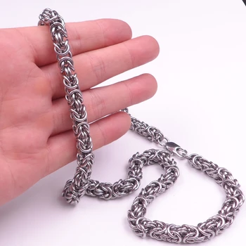 Čistá ručně vyráběné Šperky z Nerezové Oceli, Silné Pánské Módní Kulatý Byzantské Řetěz Náhrdelník 8.5