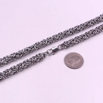 Čistá ručně vyráběné Šperky z Nerezové Oceli, Silné Pánské Módní Kulatý Byzantské Řetěz Náhrdelník 8.5
