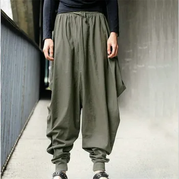 Čínský Styl 2020 Novinky Bavlna Haroun Kalhoty Volné, Ležérní Tradiční Čínské Oblečení pro Muže Hakama Samuraj Kostým Hip Hop