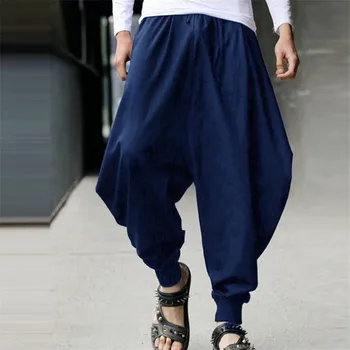 Čínský Styl 2020 Novinky Bavlna Haroun Kalhoty Volné, Ležérní Tradiční Čínské Oblečení pro Muže Hakama Samuraj Kostým Hip Hop