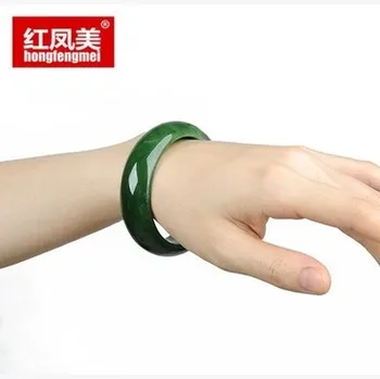 Čínský zelený nefrit Náramek 52-64mm Kouzlo Módní Šperky Příslušenství Ručně Vyřezávané Muž žena Štěstí Amulet Dárky