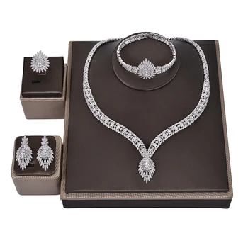 Šperky Sady HADIYANA Klasické Drops Design Temperament Elegantní 4-ks Sady S Top Zirkony Kvality CNY0045 Takı seti