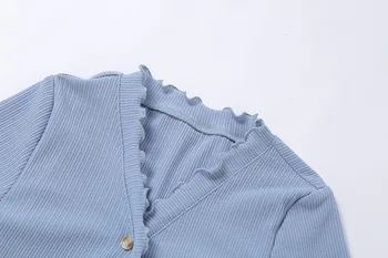 Žebrované Oříznuté T košile Ženy Ležérní Pletení T-košile v Létě Roku 2020 Módní Crop Top Lady Harajuku Slim Tee Girls Mini Top