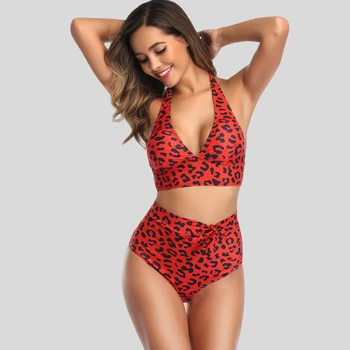 Žena Bikini Sexy Leopardí dvoudílné Plus Velikosti plavky Ženy, Bikiny Set Vysoké Pasu 2020 Nový S-3XL Plavky Ohlávka Top Plavky