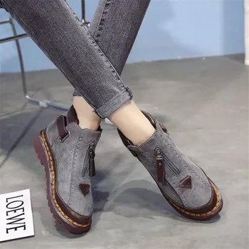 žena boty dámské boty 2019 zimní nový Britský vítr Chelsea boty ženské tlusté dno Brooke plochý Kotníkové boty ženy Boty