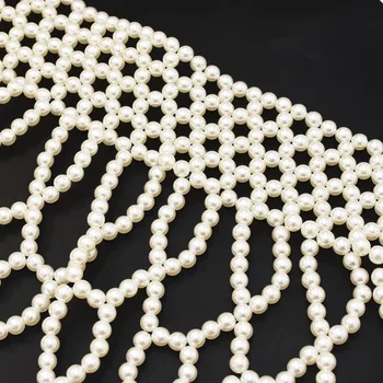 Ženy Imitace Bílé Perly barva náhrdelník Náhrdelník Pro svatební Svatební Indie Korálek Rameno Řetěz Náhrdelník Prohlášení Šperky Tělo
