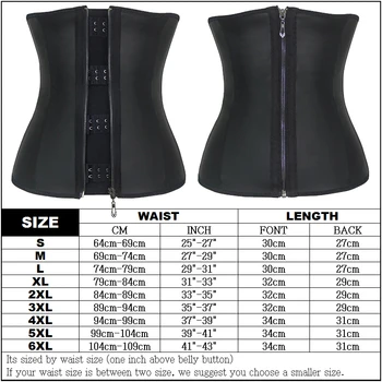 Ženy Latex Pasu Trenér Tělo Shaper Korzet se zapínáním na Zip Cincher Korzet Top Zeštíhlující Pás Černý Shapers Shapewear Plus Velikost