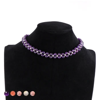 Ženy Přírodní Kámen Crystal Onyx náhrdelník Náhrdelník Červený Wein Kámen Indie Acháty Krátký Klíční kost Řetěz Ženy Strana Šperky 36cm