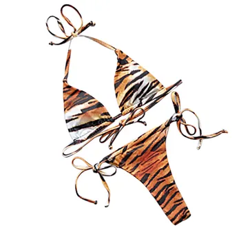 Ženy Sexy Leopardí Dvoudílné Bikini Set Plavky Plavky Plavky Plážového Oblečení 2020 Letní Módní Nízká Pasu Dovolenou Bikiny