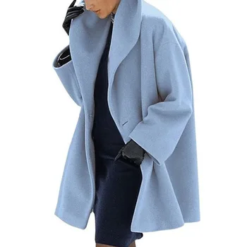 Ženy Zimní Vlněný Kabát Ležérní Volné Dlouhý Rukáv S Kapucí Kabát 2020 Nové Pevné Zahustit Teplé Lady Vynosit Směsi Kabáty