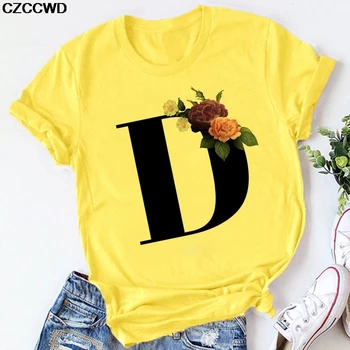 Žlutá Plus Velikost T-shirt Ženy Letní Leeter Print Lady Ležérní Tričko Topy Harajuku Streetwear Krátký Rukáv O-Neck Tee Tričko